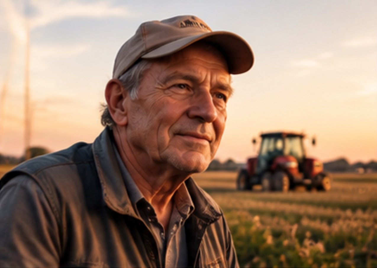 Portrait d’un agriculteur sur son exploitation
